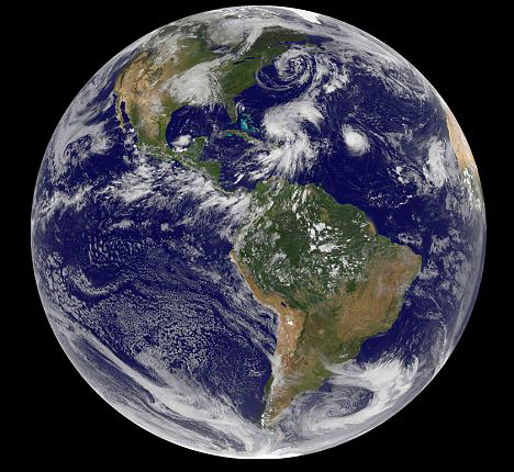 The globe of Earth taken from space.